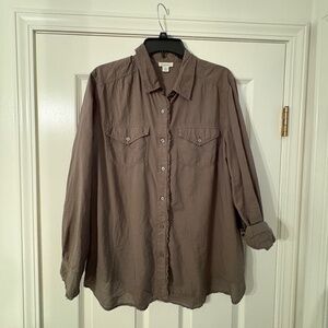 SUNDANCE, XL, olive green button down, 100% cotton